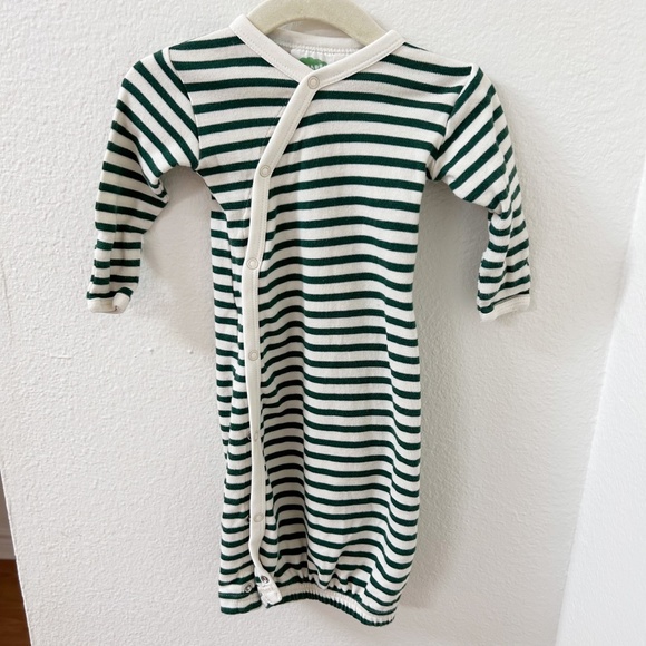 PARADE Organics hunter green striped Kimono Snap Infant Sleepsack Gown 0-3 month - Picture 4 of 10